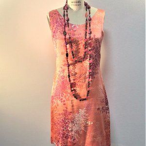 100% SILK CHARMESE FLORAL PRINT SHEATH DRESS